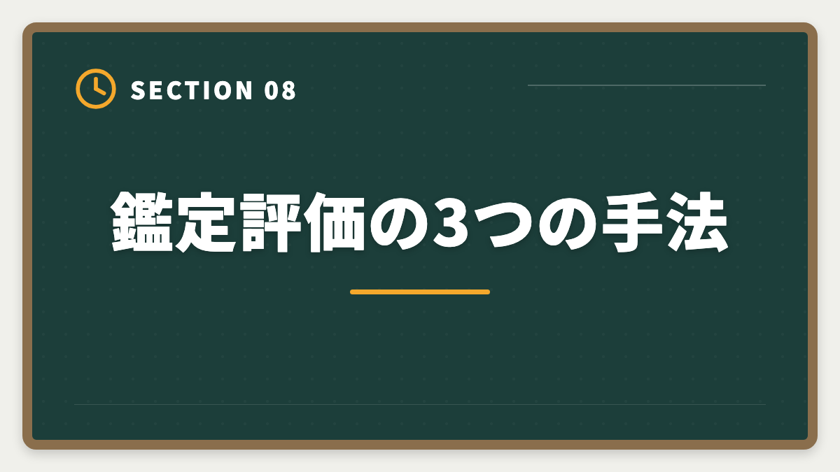鑑定評価の3つの手法｜不動産鑑定士の仕事内容｜独占業務から年収まで現役士業が徹底解説の図解