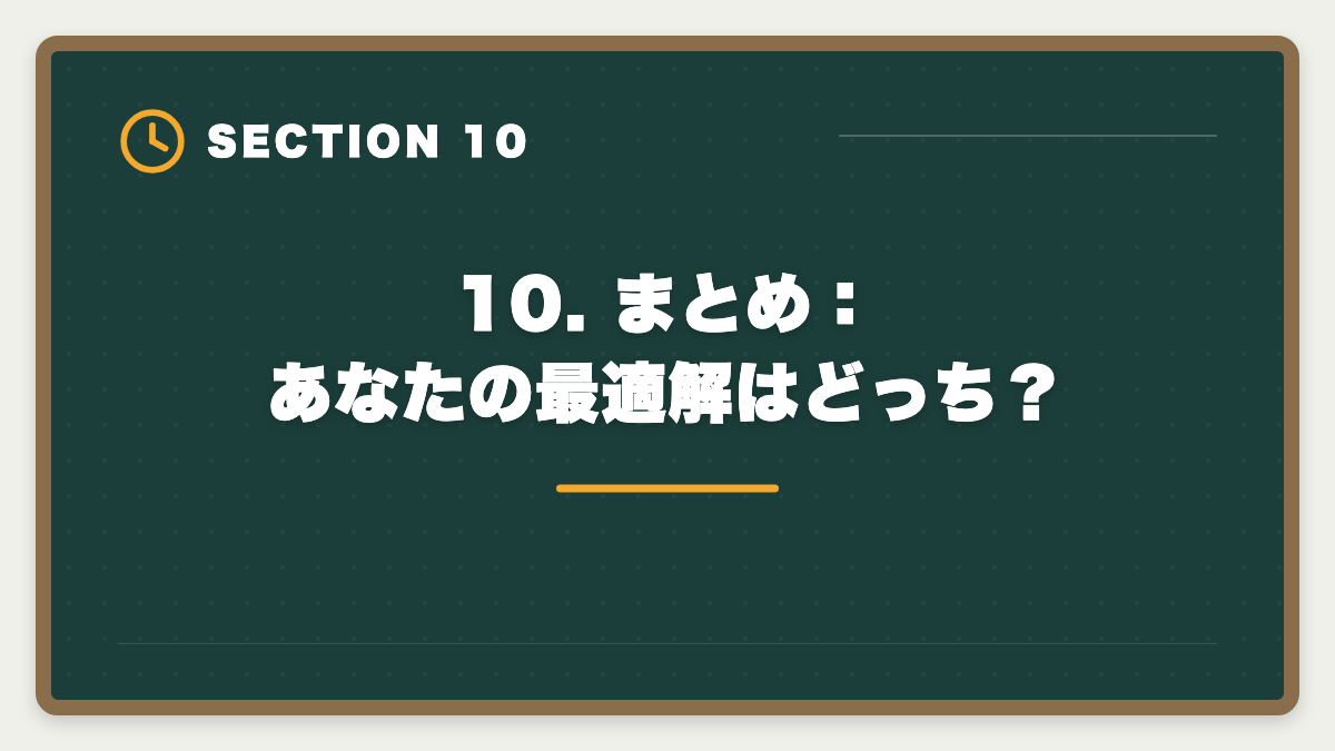 10. まとめ：あなたの最適解はどっち？｜宅建 ユーキャンとフォーサイトを8項目で完全比較！どちらを選ぶべきかの図解