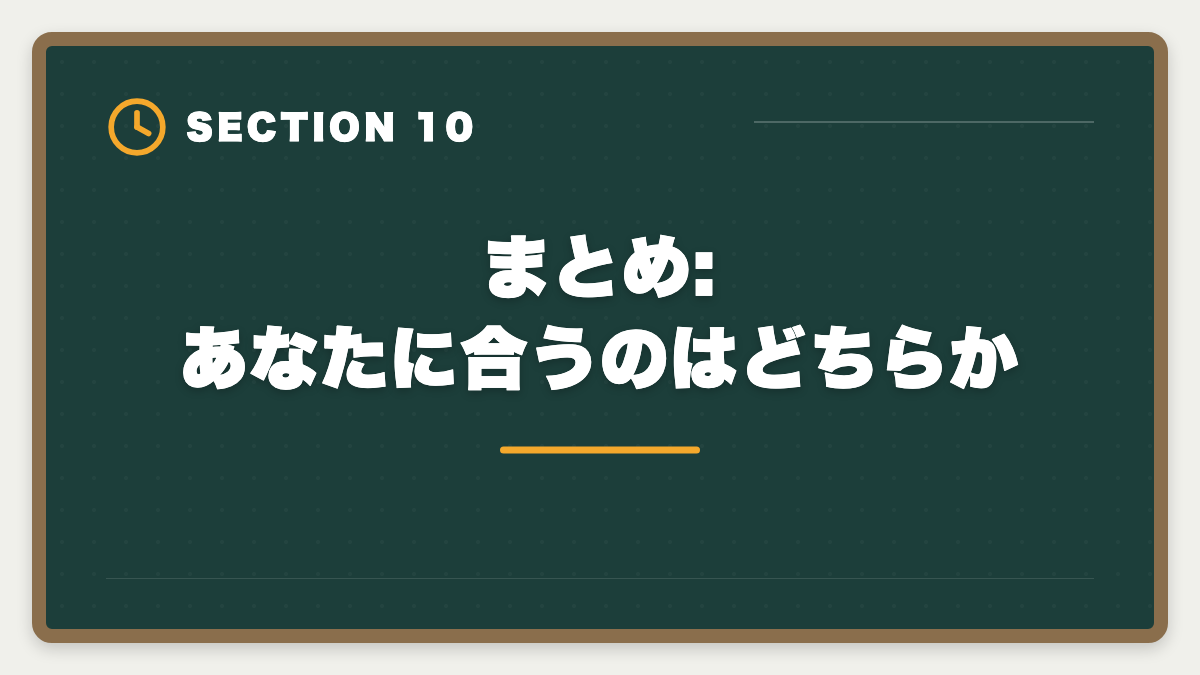 まとめ:あなたに合うのはどちらか|宅建のスタディングとアガルートを徹底比較|料金・教材・合格特典で選ぶの図解