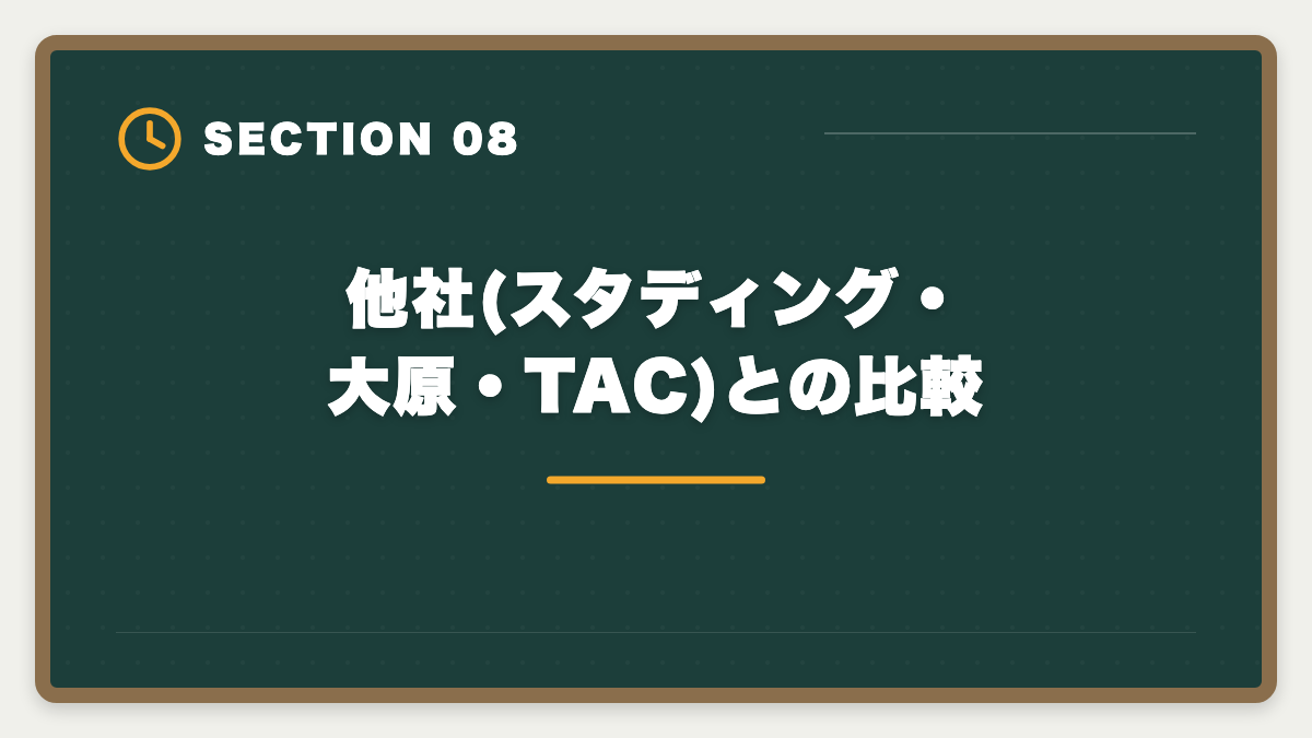 他社(スタディング・大原・TAC)との比較｜税理士クレアールの評判・口コミは？非常識合格法と料金を徹底解剖の図解