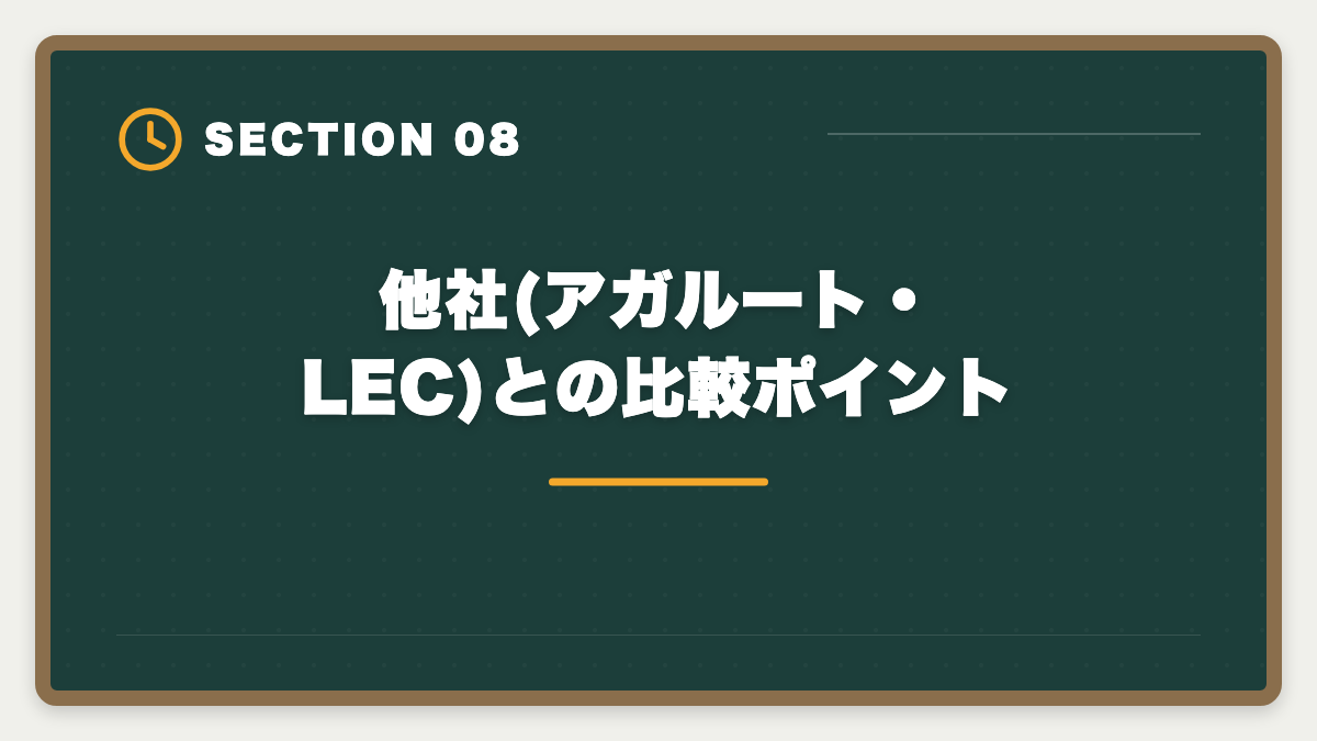 他社(アガルート・LEC)との比較ポイント｜土地家屋調査士 東京法経学院の評判・口コミを徹底検証!合格者占有率トップ校の実力の図解