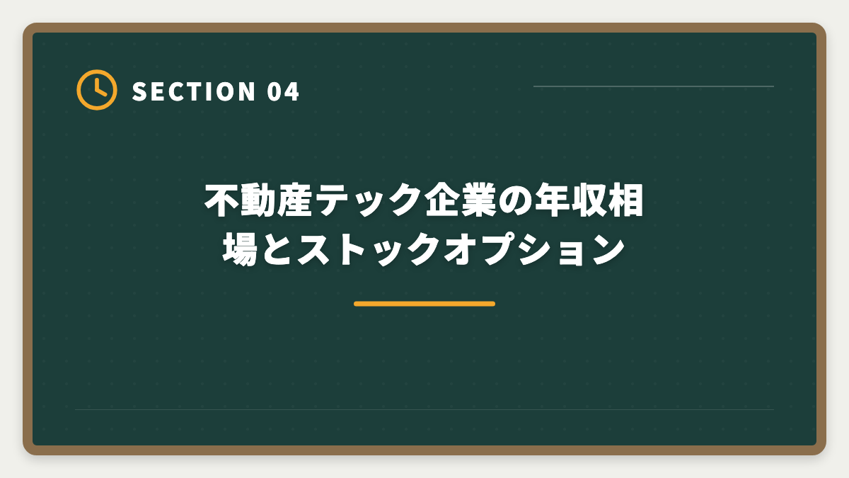 不動産テック企業の年収相場とストックオプション｜宅建×IT業界の不動産テック転身ロードマップ|年収+200〜400万を実現するキャリア戦略の図解