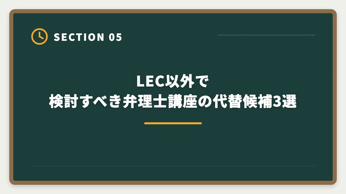 LEC以外で検討すべき弁理士講座の代替候補3選｜弁理士LECは選ばない方がいい?真実を中立検証して代替も提案しますの図解