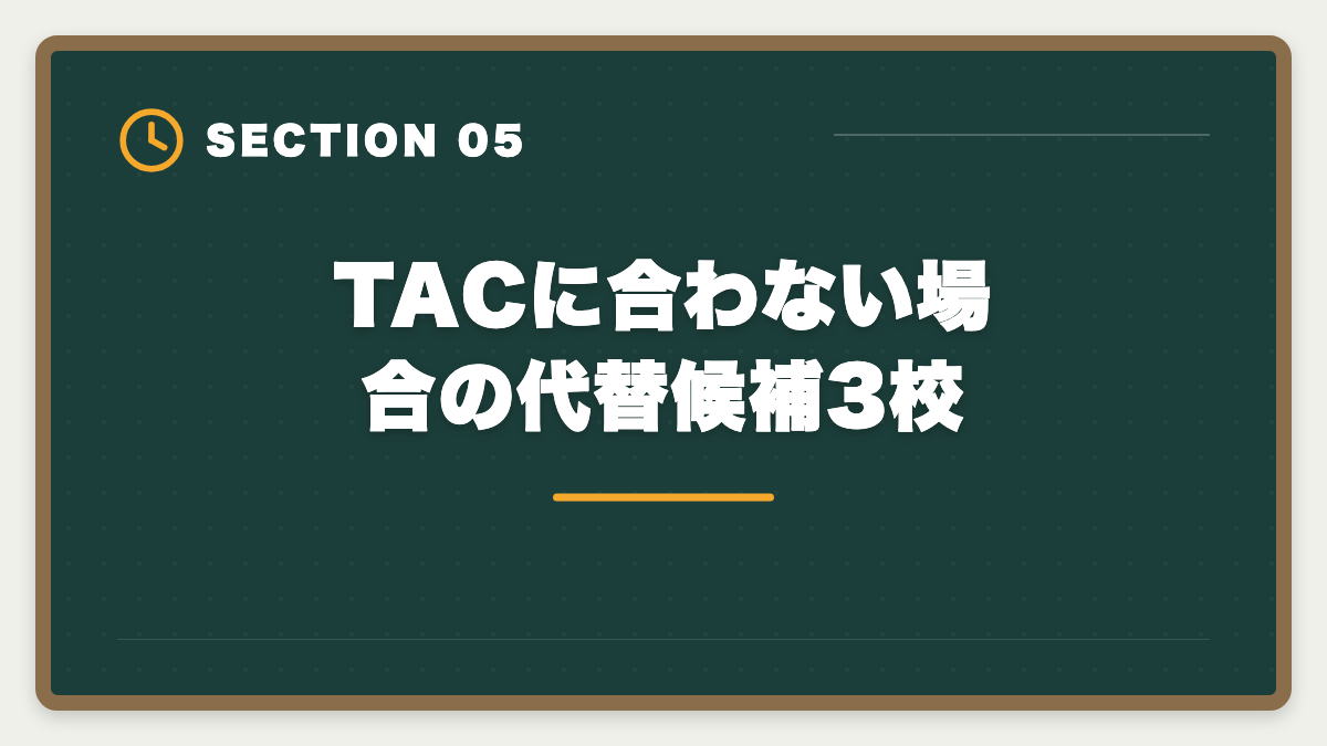 TACに合わない場合の代替候補3校｜不動産鑑定士TACを選ばない方がいい真実5つ｜代替候補と判断軸を業界内側から公開の図解