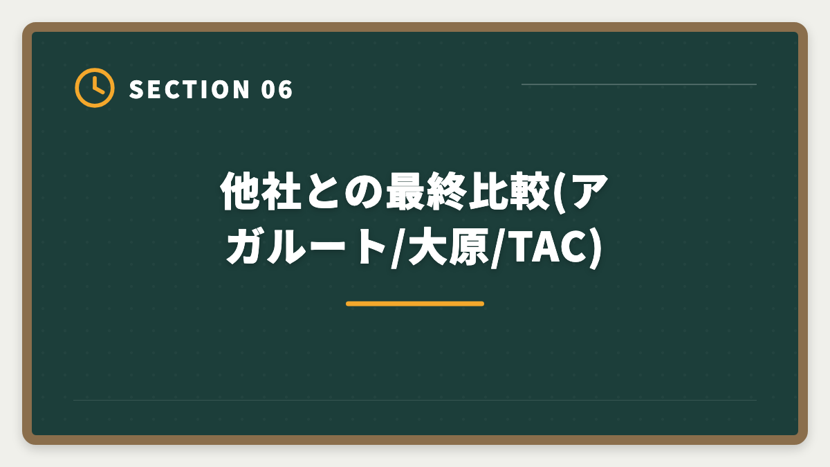 他社との最終比較(アガルート/大原/TAC)|税理士スタディングを購入前に知りたい真実10項目|後悔しないための完全チェックリストの図解
