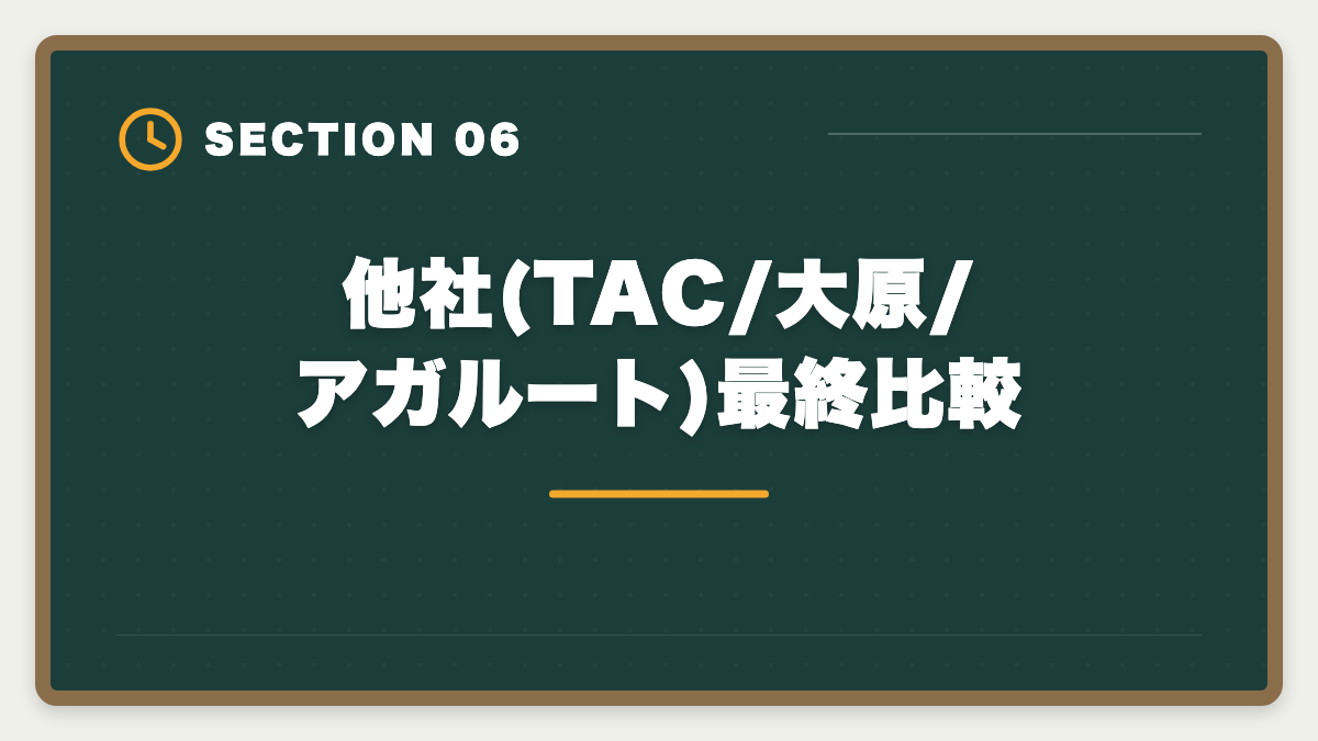 他社(TAC/大原/アガルート)最終比較|LEC不動産鑑定士を購入前に知りたい真実10項目|後悔しない申込チェックリストの図解