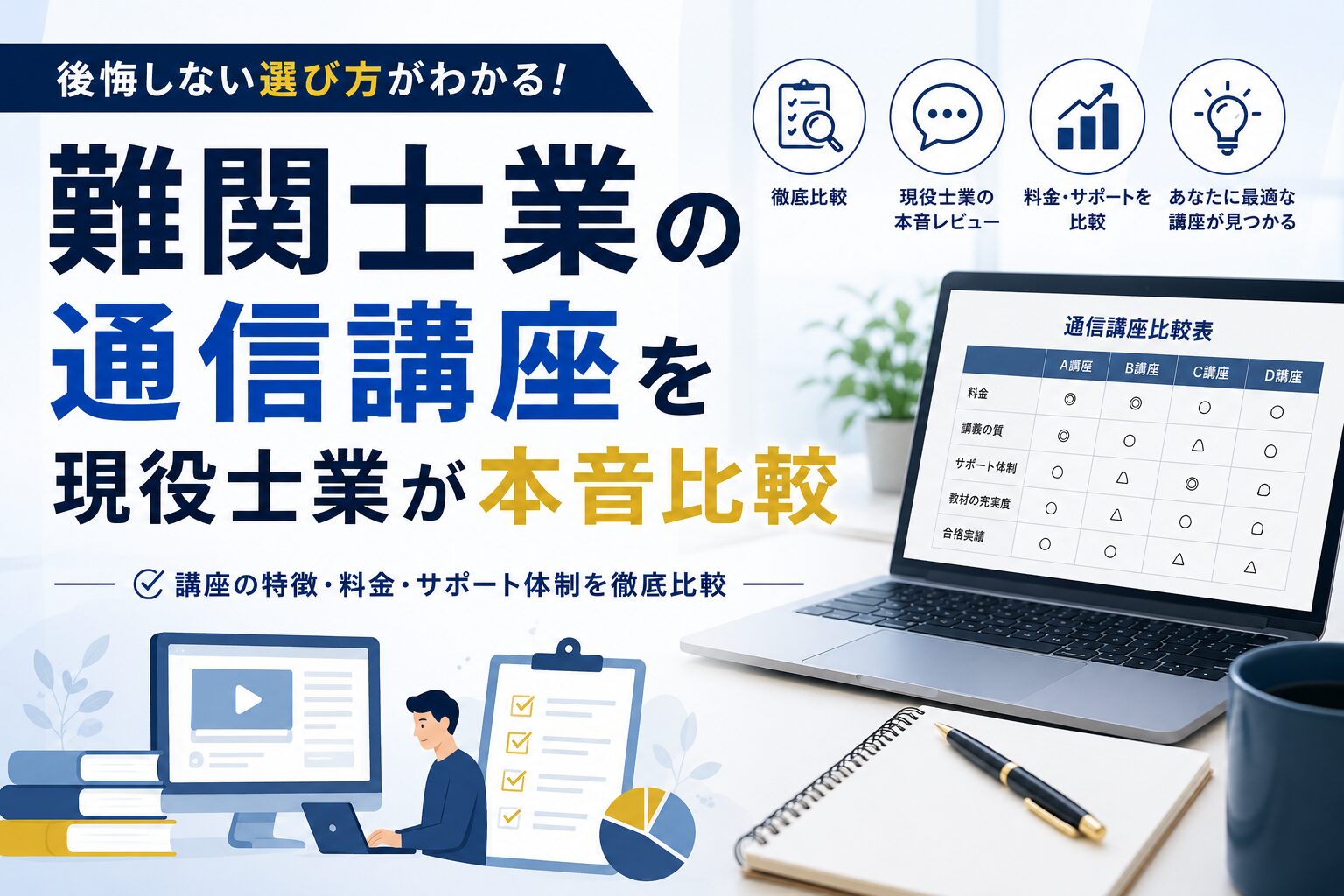 難関士業の通信講座を現役士業が本音比較